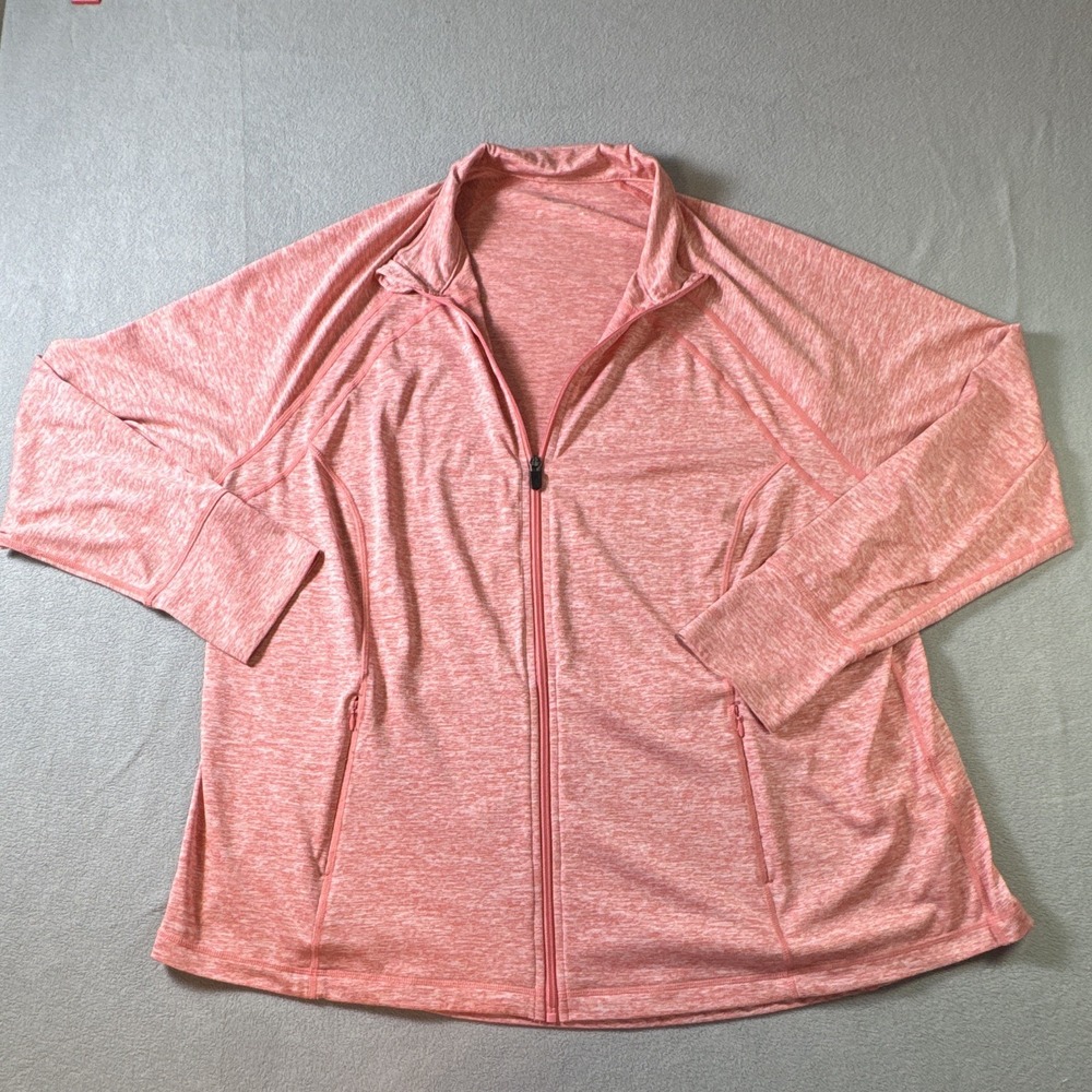 Ideology Women's 3X Full Zip Active Jacket Pink Coral Long Sleeve Lightweight